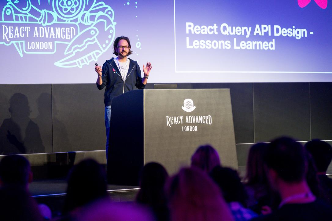 TkDodo on stage at the React Advanced Conference 2024