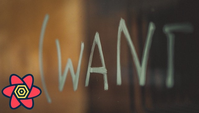 white letters on brown wooden table, 'WANT' with reflection on shop window