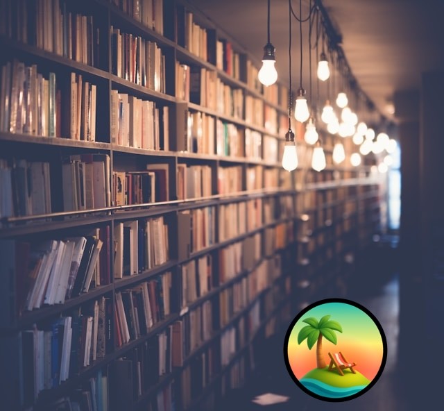 photo of library with turned on lights